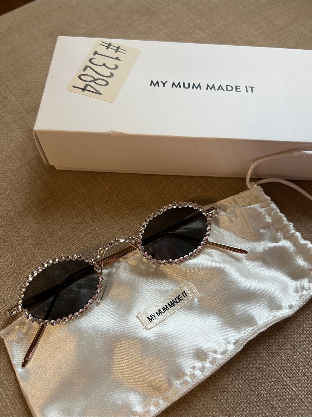 My Mum Made It Crystal Round Sunglasses with Dark Lenses